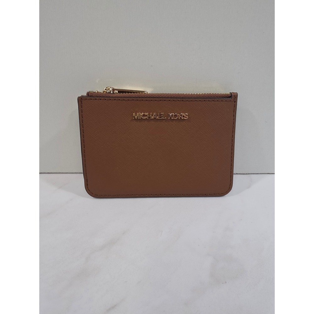 Quiet Luxury Minimalist Card Case Saffiano Michael Kors Women OS Camel Brown